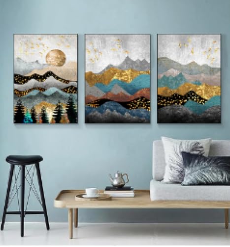 Impression peinture décor moderne triptyque abstrait 40x60cm encadré - 2
