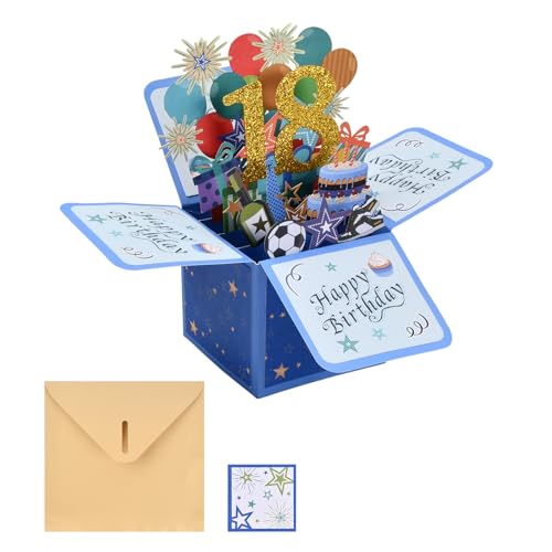 Biglietto Auguri 18 Anni, Biglietto Auguri Compleanno 3D con Busta e...