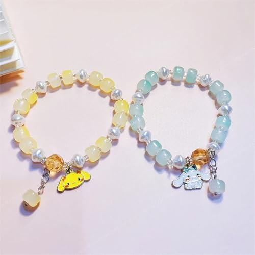 Image of SHAKTISM Sweet Crystal Unicorn Beads Small Bell Charm Bracelet for Girls, Hands Jewelry, Birthday Gifts, Fashion Bracelets, Bangles - 1Pcs - Random Colour
