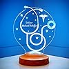 Personalisierte Geschenke Lampe Stethoskop für Arzt Facharzt 3D Led Lampe Wunschtext Schlummerlicht Farbwechsel Dekor Lampe