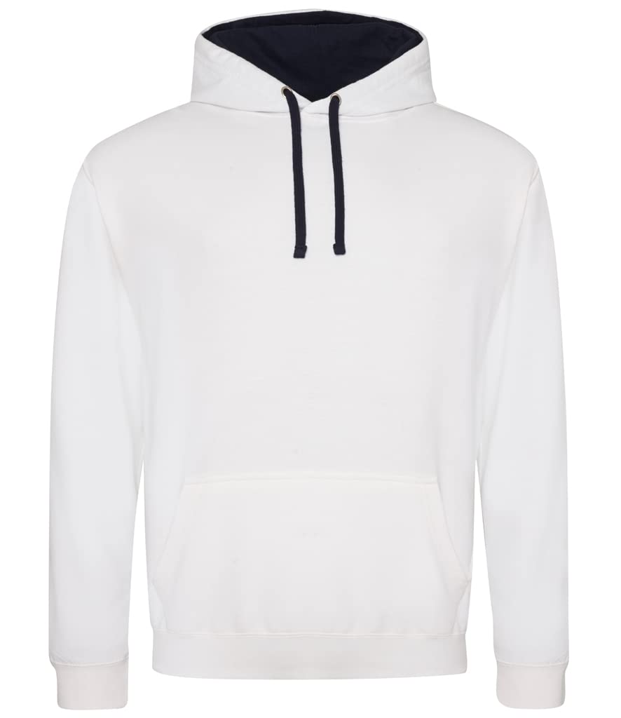 AWDis Men's Varsity Hoodie, Multicoloured (Arctic White/French Navy), XX-Large