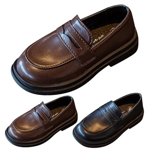 Kids Leather Dress Shoes Flat Non Slip School Uniform Dress Shoes Boys Girls Ankle Lightweight Dance Performance Loafers3
