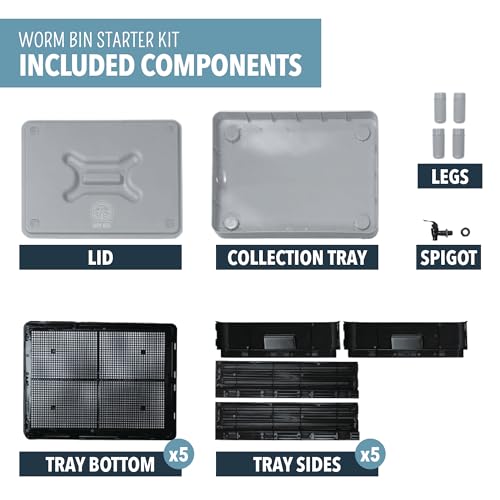 5-Tray-Worm-Composting-Bin-Starter-Kit-with-Coco-Coir-Temperature-Moisture-pH-Meter-Gloves-Rake-Shovel-for-Recycling-Food-Waste-Worm-Castings-Worm-Tea-Vermiculture-Vermicomposting