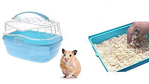 Sage Square Hamster Portable Combo of Carrier Traveler Vacation Carry Cage & Bedding, Travel Cage(Wood Shaving- 80grm) for Hamster/Dwarf/Gerbil/Mice Habitat - Durable & Lightweight (Blue)-image-23