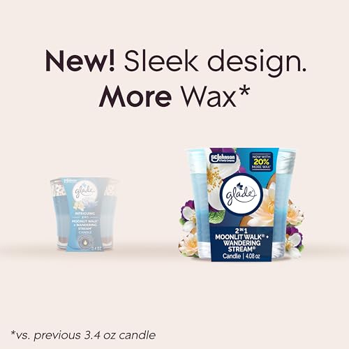 Glade 1-Wick 2in1 Scented Candle Jar, Moonlit Walk & Wandering Stream, Air Freshener Infused with Essential Oils, 4.08 Oz, 3 Count - image 4
