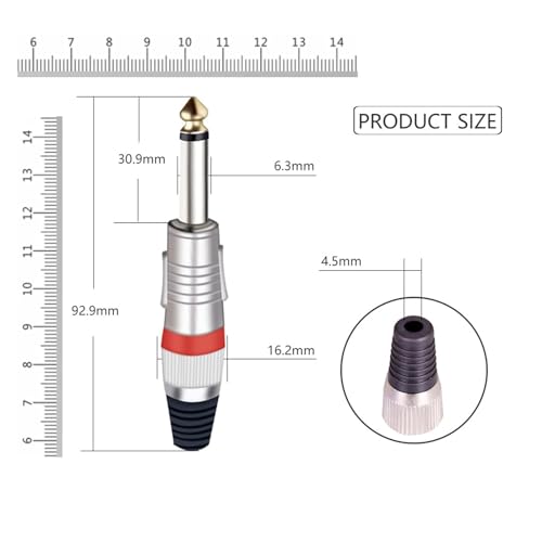 Fiche jack 6.35mm LoRier nickelée haut-parleur et microphone | Performance durable - 3