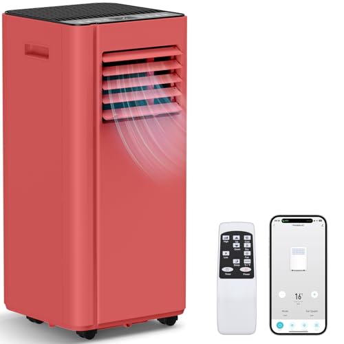 Image of 16000 BTU Portable Air Conditioners with WiFi APP, 5-in-1 Portable AC Unit for Large Room up to 750 Sq.Ft with Fast Cooling, Dehumidifier, Fan, Quiet 40dB Sleep Mode, 24H Timer for Home, Office(Red)