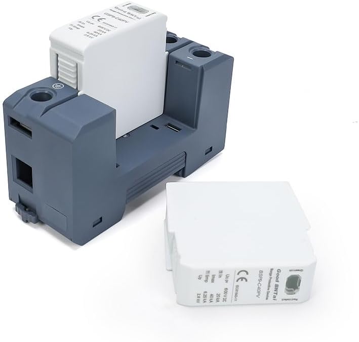 DC Surge Protector, 40KA 1000VDC Voltage Surge Protective Device Protection Device DIN Rail Mount Lighting Protection (BSP9-C40PV 2P 40KA 1000V)
