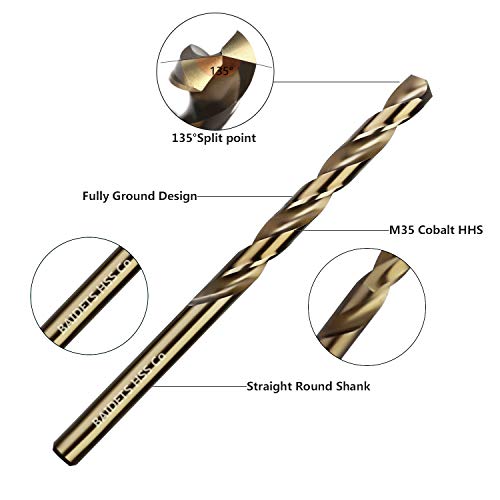 1/4" Cobalt Drill Bits (10Pcs), Baidets M35 Hss Metal Twist Drill Bits Set For Hard Metal, Stainless Steel, Cast Iron And Other Hard Materials #TOP1