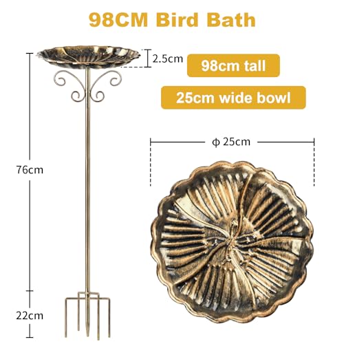 Bain d'oiseaux autoportant en métal avec support stable - 3