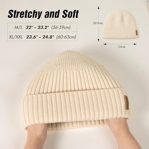 Image of TOP-EX DryKnit Waterproof L /XL /XXL Winter Fleece Lined Beanie Hat for Men Women Warm Knit Watch Skull Cap Cold Weather