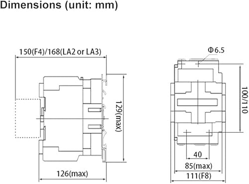 Miniatura 3 de ATO 80 Amp AC Contactor 4 polos 2NO 2NC 110120 voltios, bobina universal de control de circuito 50 Hz60 Hz 2.953in montaje en riel DIN