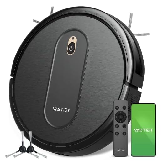 Vactidy Nimble Robot Vacuum Cleaner, 2000Pa Strong Suction Robotic Vacuums, Super Slim, Quiet, Schedule Setting, Self-Charging, App/WiFi/Alexa Control, Ideal for Hard Floor, Carpet, Pet Hair, T6 Black