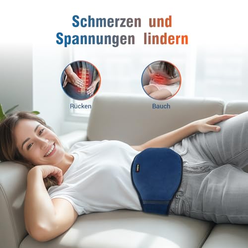Comfytemp Wärmegürtel Vibrationsmassage für Rücken mit 25Wh Akku,18x147cm Kabellos Heizgürtel Massagegerät, Ultraweich Heizkissen mit Abschaltautomatik, Rückenwärmer mit USB