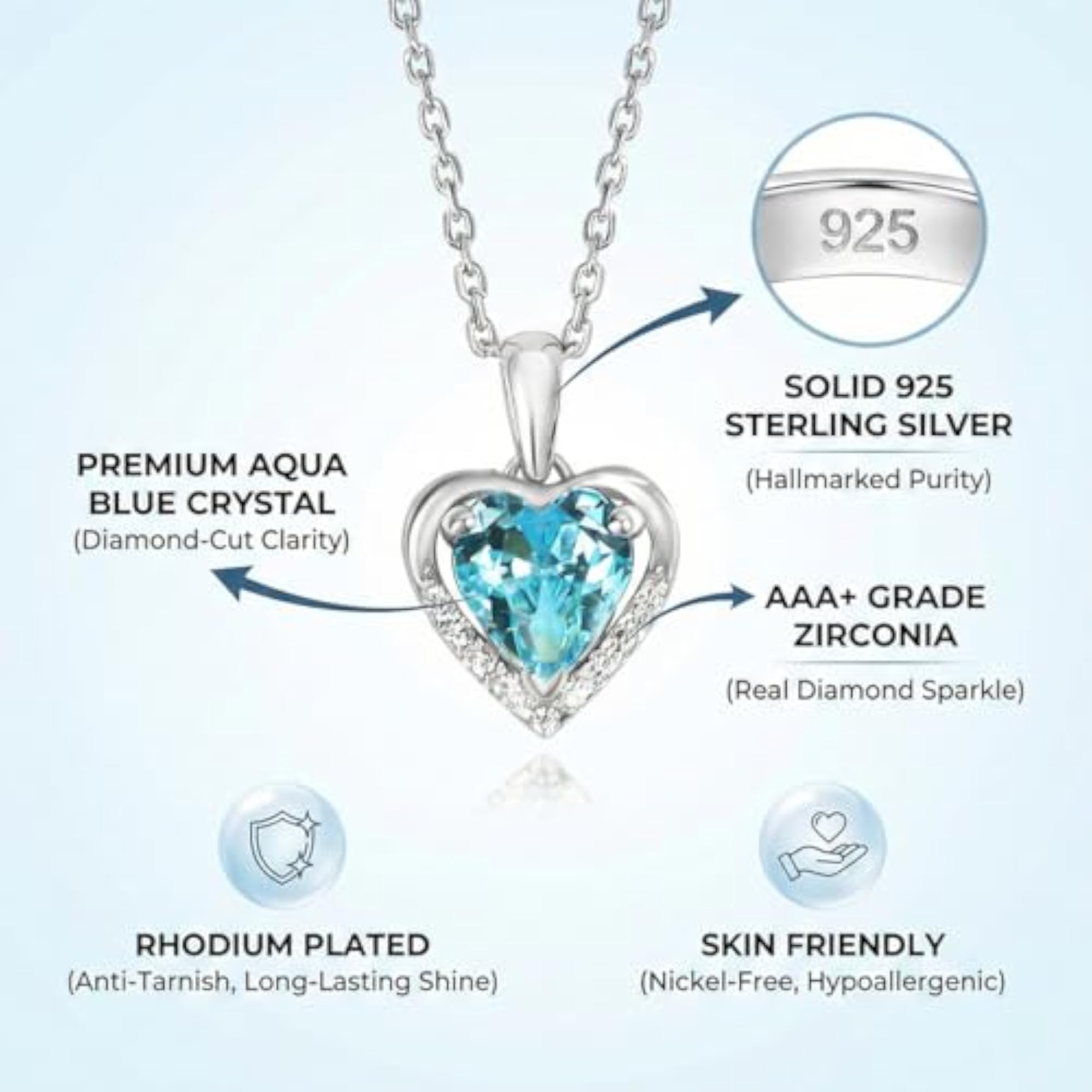 925 Silver Celestial Grace Heart Pendant Necklace