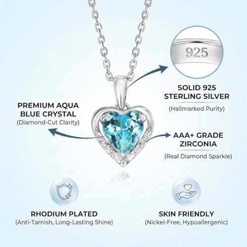 Image of SILVERTOWN 925 Silver Celestial Grace Heart Pendant Necklace | Hallmarked | White Rhodium Plated | Gift For Women and Girls