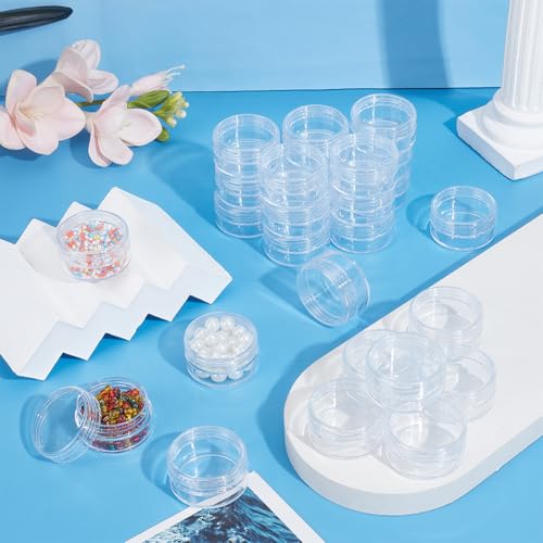 BENECREAT 30 Pack 1.47"x0.78" (10ml) Empty Clear Plastic Bead Storage Container jar with Rounded Screw-Top Lids for Beads, Nail Art, Glitter, Make Up, Cosmetics and Travel Cream4