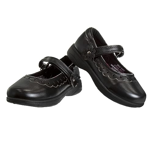 Josmo Petalia Girls Mary Jane Shoes School Kids Uniform Ballet Strap Slip-On Dress Flats - Black (Toddler/Little Kid/Big Kid)2