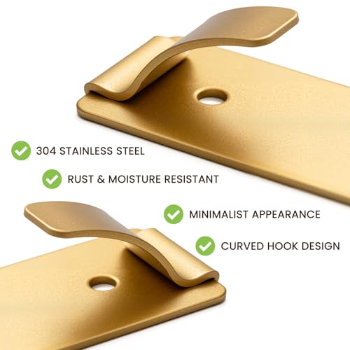 Image of TAILI Hooks for Hanging 10 Metal Sticky Hooks and 14 Adhesive Strips Gold