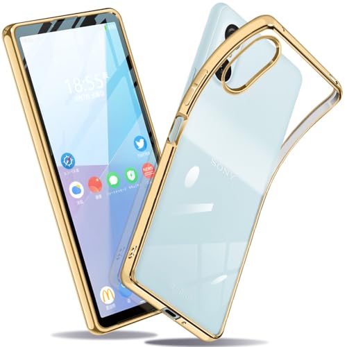 �l���������� �Ή� Xperia 10 VI �P�[�X �N���A SO-52E �X�}�z�P�[�X SOG14 �J�o�[ �Ռ��z�� XQ-ES44 ���^ TPU �y�� �Ռ��z�� �X�g���b�v�z�[���t�� �S�ʂ̕ی� �i�S�[���h�j