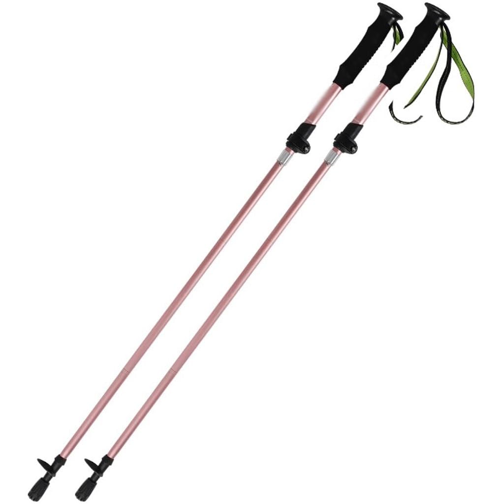 2-Pack Lightweight Trekking Poles, 5-Section Folding, Aluminum Alloy, with Thickened Wrist Strap, for Men and Women(Pink Color)