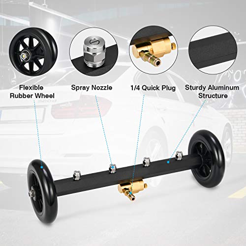 Kohree Undercarriage Pressure Washer Cleaner Attachment, 2 in 1 Underbody Car Washer Water Broom 16