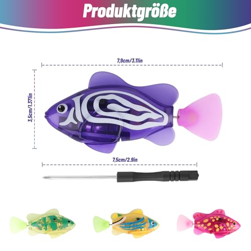 4 Stück Robo Fish Set - Elektronischer Haustier Fisch, Katzenspielzeug Elektrisch, Schwimmende Fische Spielzeug, Roboter Fisch für Kinder Badewanne, Katzenspielzeug und Kleines Aquarium zum Anschauen
