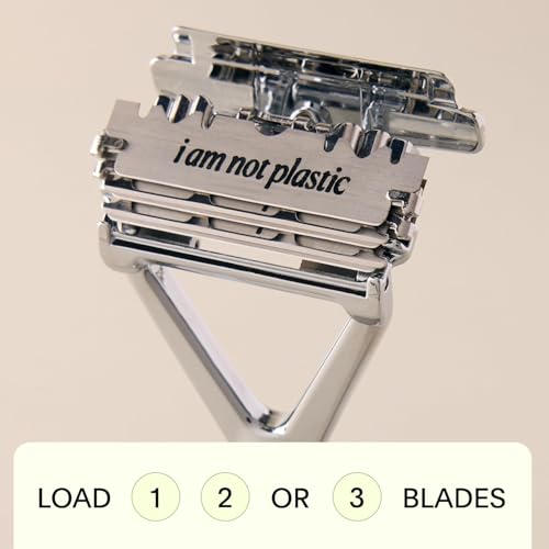 Image of Leaf Shave | Leaf Razor, All-Metal Safety Shaver with Pivoting Head & Adjustable Blade Loading, Includes 10 Stainless Steel Single-Edge Blades, Compatible with Standard Safety Razor Blades - Prism