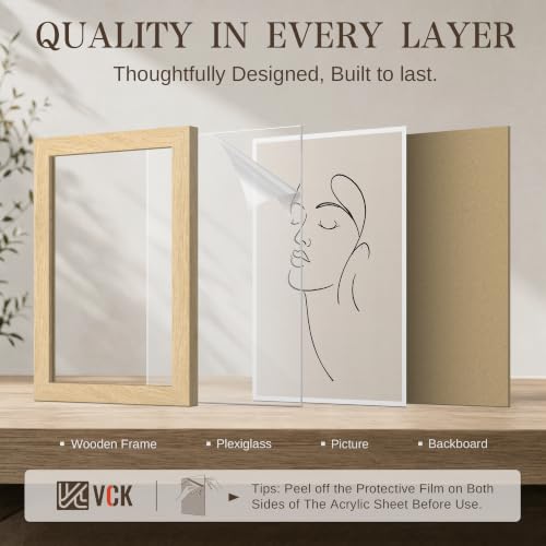 VCK 11x14 Picture Frame Set of 3, Natural Solid Wood #TOP14