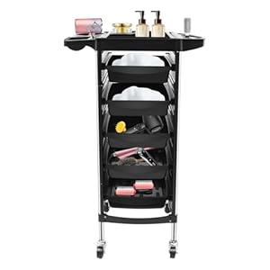 Wensiy DSV241 Friseurwagen Salon Trolley mit 5 Schubladen Schwarz