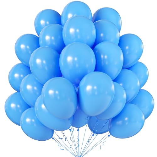 Image of 10 Inch Light Blue Balloons, 100 Pcs Latex Helium Balloons for Birthday Party Baby Shower Wedding Graduation Graduation Party Decorations