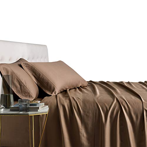 Royal Tradition 100 Percent Bamboo Bed Sheet Set, Twin Extra Long XL, Solid Taupe, Super Soft and Cool Bamboo Viscose 3PC Sheets