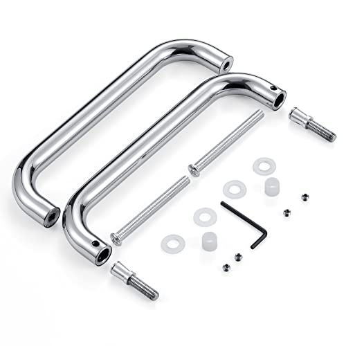 Ranbo Hardware 6" Back To Back Commercial Grade-304 Stainless Steel Push Pull Door Handle Compatible With 1/4" To 1/2" Thickness Glass Door For Frameless Shower Doors.polished Chrome Finish #TOP6