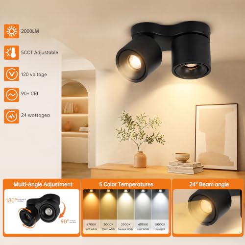 Image of 5CCT LED Ceiling Spotlight Modern Surface Mount Ceiling Light | Dimmable,5CCT /2700K-5000K,Flush Mount Ceiling Lights Fixture,Kitchens,Bedrooms,Living Rooms,Hospitality,Hallways,and Foyers