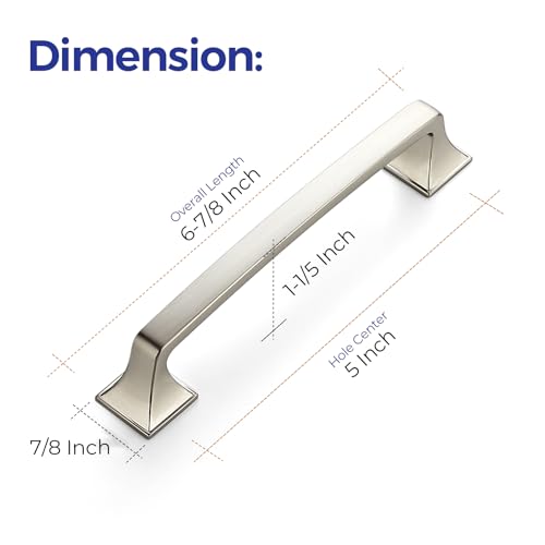 Image of Ravinte 30 Pack Solid 5 inch Square Foot Arch Pulls Kitchen Cabinet Handles Brushed Nickel Pulls Silver Dresser Kitchen Cupboard Hardware Handles for Cabinets Cupboard Drawers