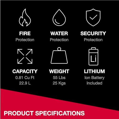 SentrySafe Fireproof and Waterproof Large Safe with Backlit Digital Keypad and Override Key for Passports, Money, Jewelry, 0.81 Cubic Feet, FPW082HTC