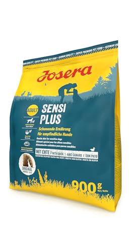 JOSERA SensiPlus (5 x 900 g) | Adult | Premium Trockenfutter für ausgewachsene empfindliche Hunde | Ente & Reis | mit viel Biotin für gesunde Haut & Fell | weizenfrei | Hundefutter | 5er Pack