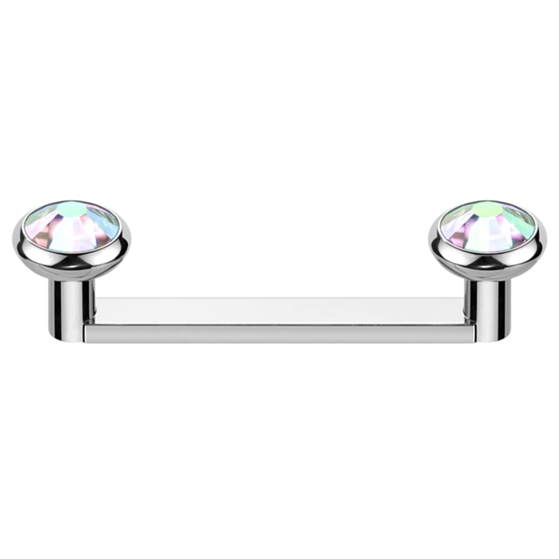 Luxe Modz 16G Staple Barbell Flat Titanium Surface Piercing Jewelry Internally Threaded Surface Barbell w/Flat Bezel Crystal Staple Surface Piercing