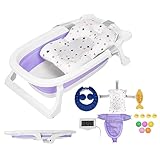 🛀【Facile à Utiliser et Nettoyer】Cette baignoire possède un bouchon de vidange, il peut prévenir efficacement les fuites d'eau. En hiver, vous pouvez laisser votre bébé au chaud et prévenir les rhumes.