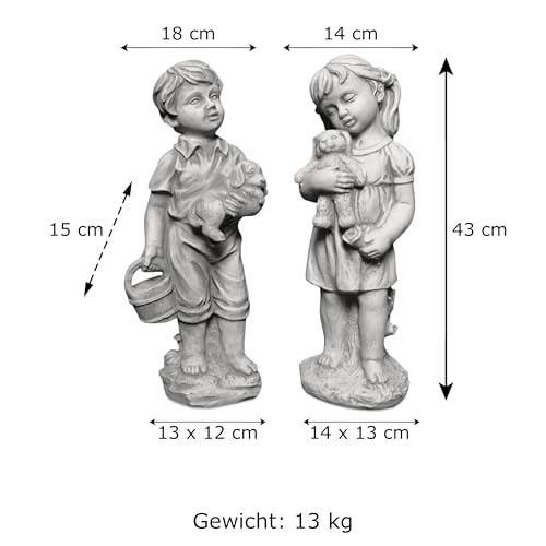 Figure d’enfant en pierre reconstituée d'extérieur antigel massif - 5