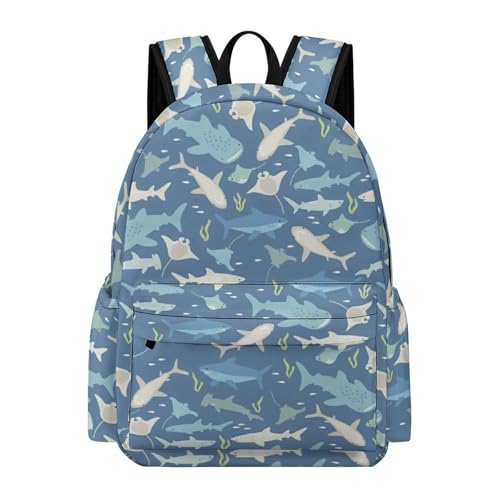 Shark Backpack Daily Commuting Casual Fashion 17 Inch Oxford Backpack