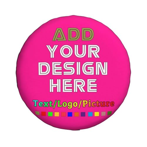Image of Custom Spare Tire Cover 14-17 Inch, Personalized Universal Wheel Cover Add Your Own Photo Text Logo Waterproof Dust-Proof Tire Covers Protectors for Trailer Truck SUV Universal, DeepPink