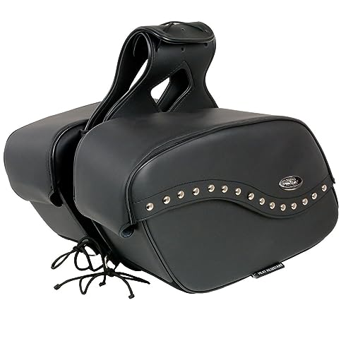 Image of Milwaukee Leather Studded Throw-Over Motorcycle Saddlebags - Synthetic Leather - Universal Fit - Zip-Off - Large