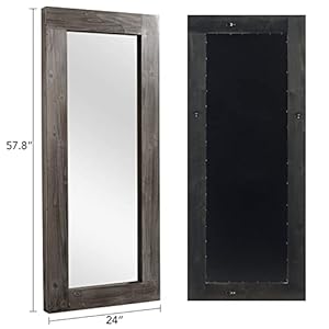 PexFix Full Length Natural Wood Frame Floor Mirror 58''×24’‘ Vintage Wood Framed Large Bedroom Mirror,Brown (JJ01326WAG+USAM019) PexFix Full Length Natural Wood Frame Floor Mirror 5824 Vintage Wood Framed Large Bedroom MirrorBrown JJ01326WAGUSAM019