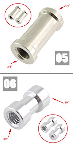 EXMAX® 17 in 1 Kit 1/4" 3/8" Threaded Male Female Screw Adapter D Shaft D-Ring Tripod Screw Hot Shoe Mount Compatible with Canon Nikon Camera Flash Light Stand Bracket Holder Monopod - Thumbnail 4