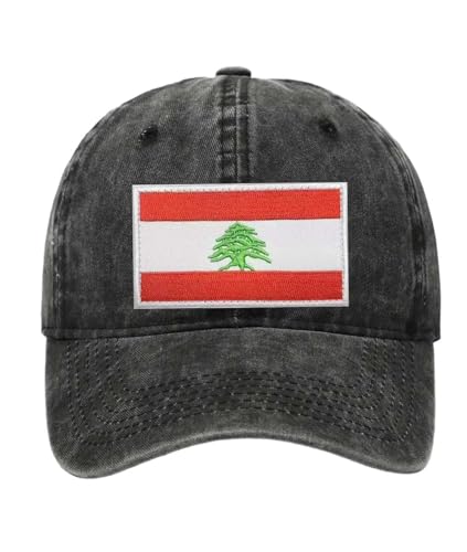 Petite Pine Casquette de baseball Liban avec tissu en coton lavé, chapeau avec patch libanais brodé, casquette de soleil, casquette de baseball réglable pour homme, femme, adolescent, casquette de
