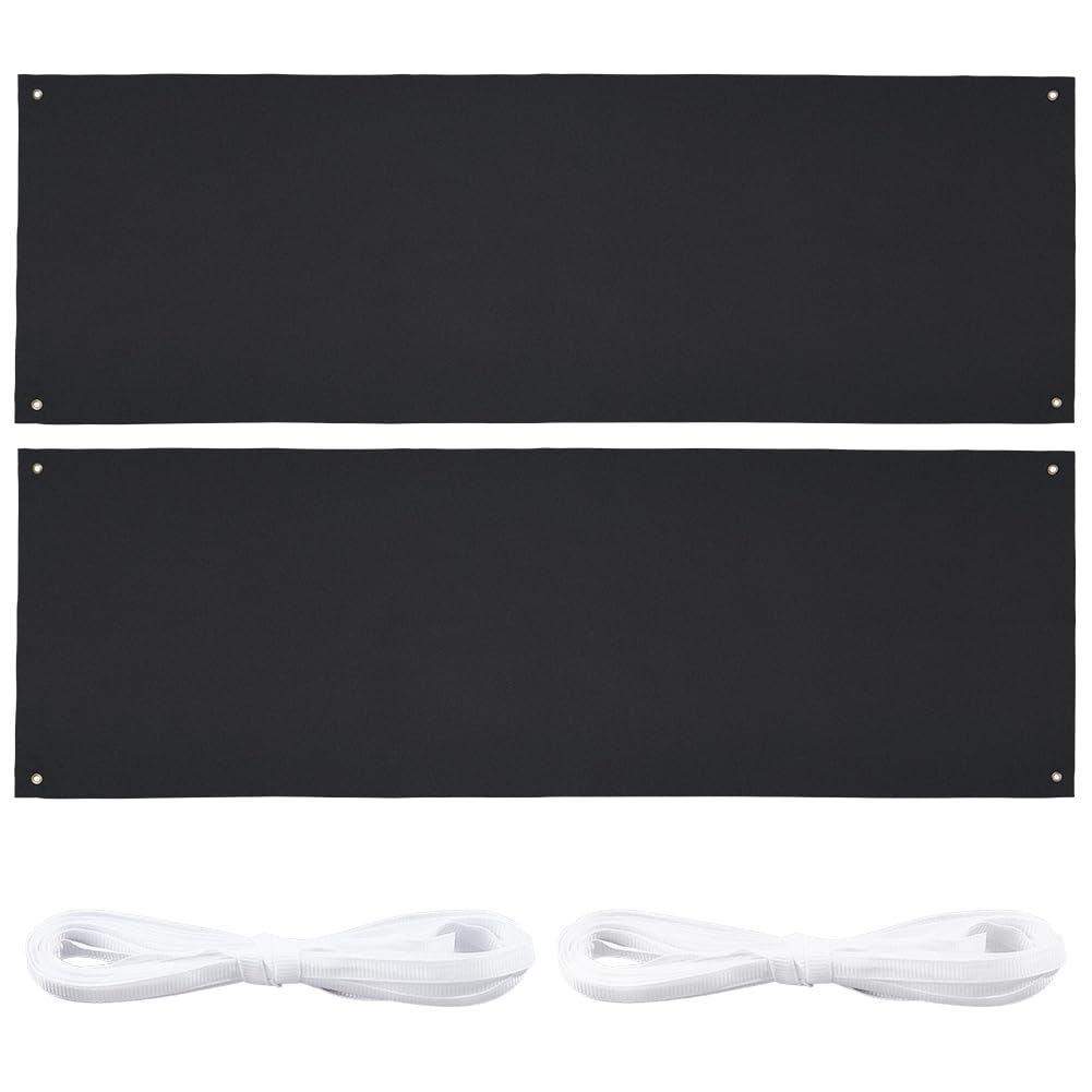 BENECREAT 2 Sets Large Oxford Cloth Banners and Signs, 1.8x0.6m/5.9x0.6 Ft Oxford Cloth Sublimation Banner with Rope for Business, Office, Wedding, Birthday Party (Black)