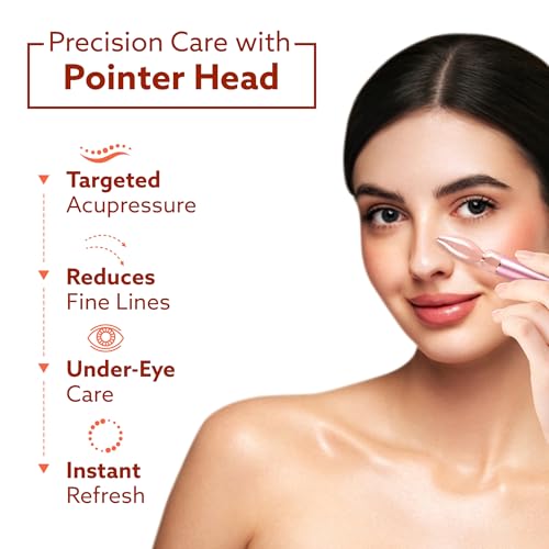 Image of AGARO 3-In-1 Face Roller, 3D V-Roller Head, Pointer Head, Facial Roller Kit for Face, Eye, Neck, Anti-Aging Facial Massager for Anti-Wrinkle, (Rose Gold)