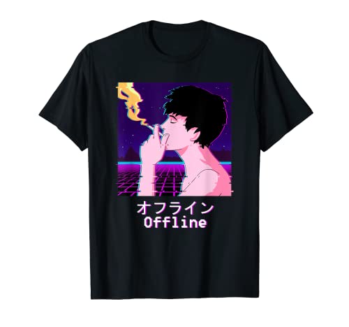 Camisa estética Vaporwave Glitch Offline Smoking Sad Boy Camiseta