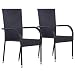 Produktbild Festnight Garten-Essstühle 2 STK. | Polyrattan Essstuhl | Rattan Stapelstuhl | Outdoor Gartenstuhl | Vintage Rattanstuhl | Rattansessel | Schwarz Poly Rattan mit Stahlrahmen 55,5 x 53,5 x 95 cm